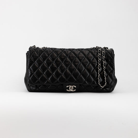 Chanel Timeless Quilted Lambskin East West Darkgrey